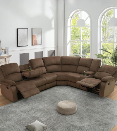 Ainehome Modern Brown 3-Piece Reclining Sectional Sofa for Living Room & Home Theater
