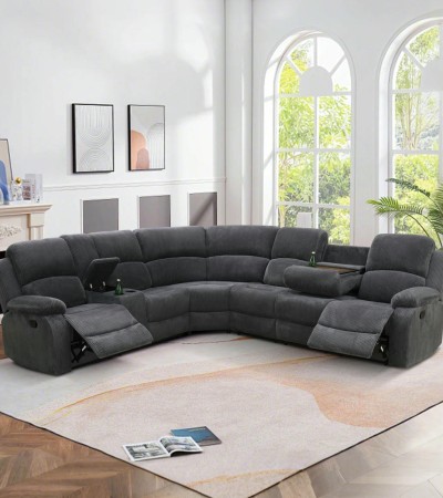 Ainehome Modern Dark Gray 3-Piece Intelligent Reclining Sectional Sofa Set