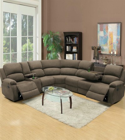 Ainehome Warm Brown 3-Piece Intelligent Reclining Sectional Sofa Set