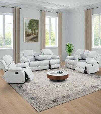 Ainehome Modern Light Grey 3-Piece Intelligent Reclining Sofa Set (Sofa + Loveseat + Chair) - 3PCS