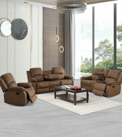 Ainehome Classic Brown 3-Piece Intelligent Reclining Sofa Set (Soft Breathable Fabric) - 3PCS
