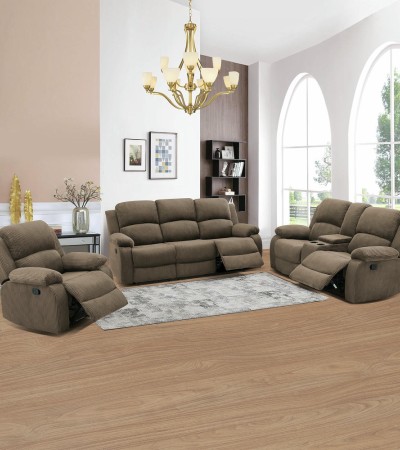 Ainehome Warm Peanut Brown 3-Piece Intelligent Reclining Sofa Set (Sofa + Loveseat + Chair) - 3PCS