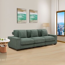 Green Corduroy 3-Piece Double Armrests Living Room Sofa